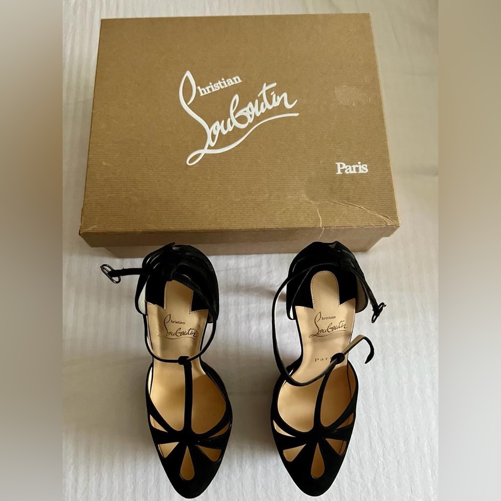 Christian Louboutin Suede T-Strap Pumps